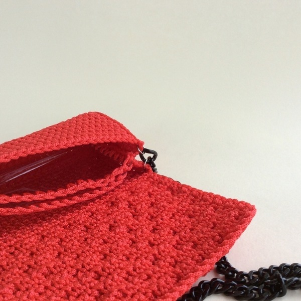 Τσαντάκι Κροσέ με Αλυσίδα - αλυσίδες, αλυσίδες, πλαστικό, crochet, τσάντα, κορδόνια - 2