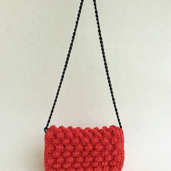 Τσαντάκι Κροσέ με Αλυσίδα - αλυσίδες, αλυσίδες, πλαστικό, crochet, τσάντα, κορδόνια - 4
