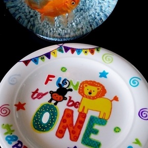 Τα πρώτα γενέθλια/ Happy to be 1 - πορσελάνινο πιάτο, ζωγραφισμένο στο χέρι - διακόσμηση, παιδί, πορσελάνη, πάρτυ - 2
