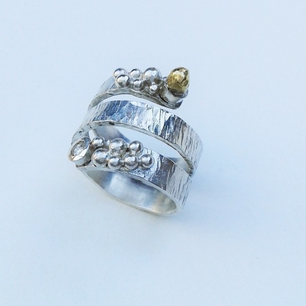 Χειροποίητο ασημένιο (.925) δαχτυλίδι με swarovski - statement, chic, handmade, ιδιαίτερο, μοναδικό, ορείχαλκος, ασήμι 925, swarovski, χειροποίητα, all day, must αξεσουάρ, boho, rock - 4