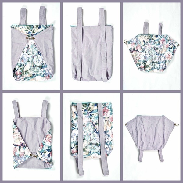 DIAMOND pastel floral-υφασμάτινη τσάντα πλάτης διπλής όψης - ύφασμα, ύφασμα, handmade, πολύχρωμο, fashion, μοναδικό, λουλούδια, customized, σακίδια πλάτης, τσάντα, χειροποίητα, φλοράλ - 3
