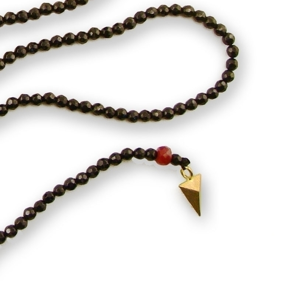 Spinel Pyramid Necklace Κολιέ με μαύρο Σπινέλιο - ημιπολύτιμες πέτρες, επιχρυσωμένα, ορείχαλκος, μακρύ, κολιέ, χειροποίητα - 3