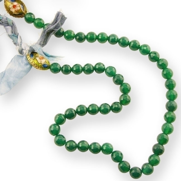 Silk braided Green Agate Necklace Κολιέ πράσινου Αχάτη - μετάξι, ημιπολύτιμες πέτρες, αχάτης, στρογγυλό, μακρύ, κολιέ, χειροποίητα, χάντρες - 3