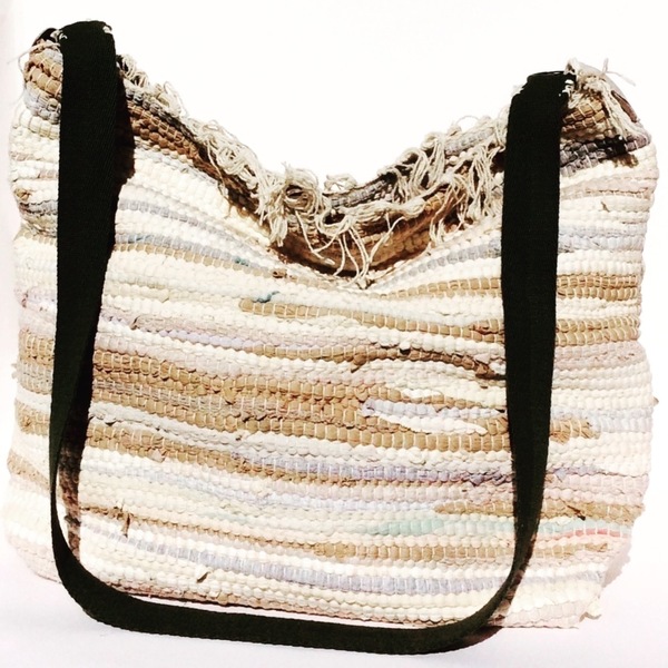 Boho style τσάντα στον αργαλειό. - βαμβάκι, handmade, ιδιαίτερο, μοναδικό, ώμου, δώρο, χειροποίητα, κρόσσια