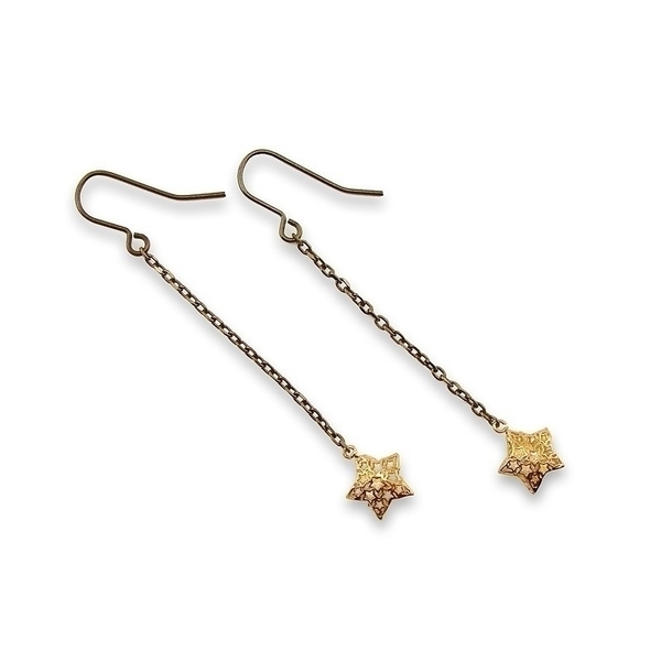 Floating Star Earrings Σκουλαρίκια αλυσίδα αστεράκι - ασήμι, αλυσίδες, αλυσίδες, ορείχαλκος, αστέρι, swarovski, σκουλαρίκια, χειροποίητα, κρεμαστά