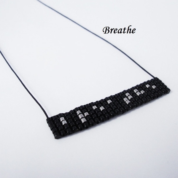 Braille code necklace, προσωπικό κολιέ με τον κώδικα Braiille - chic, handmade, μοναδικό, μοντέρνο, κολιέ, κορδόνια, χειροποίητα, χάντρες, miyuki delica, must αξεσουάρ, κοντά, διακριτικό, unique, κρεμαστά, fashion jewelry - 4
