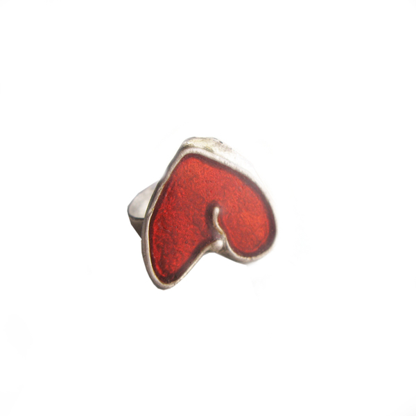 Ασημένιο δαχτυλίδι καρδιά/σμάλτο/handmade heart ring/red enamel ring - statement, ασήμι, handmade, μοναδικό, μοντέρνο, ασήμι 925, σμάλτος, καρδιά, αστέρι, χειροποίητα, εντυπωσιακό, must αξεσουάρ, must, αυξομειούμενα - 2