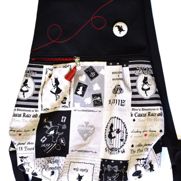 Backpack Alice in Wonderland - ύφασμα, βαμβάκι, σακίδια πλάτης, χειροποίητα