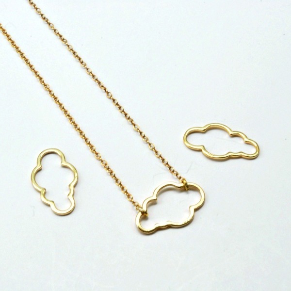 Cloud necklace - chic, handmade, επιχρυσωμένα, χειροποίητα, διακριτικό