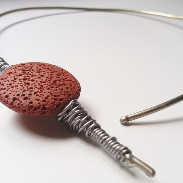 Necklace with volcanic stone - λάβα, σύρμα