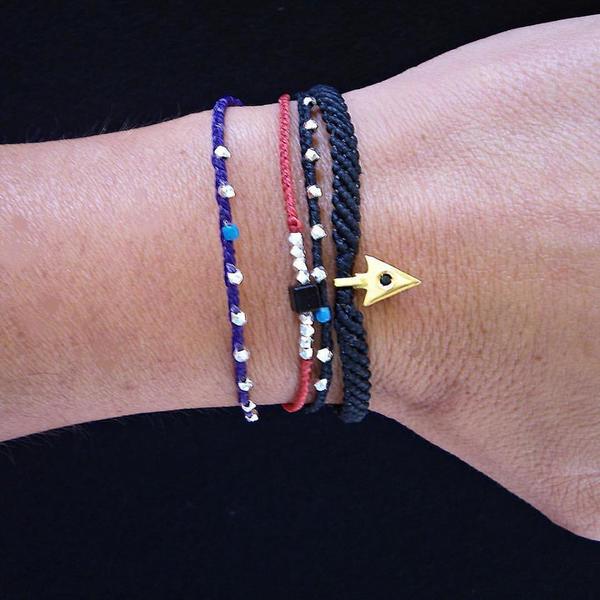 Arrowhead bracelet in macrame - handmade, κερωμένα κορδόνια, design, επιχρυσωμένα, επιχρυσωμένα, χειροποίητα, ασημένια - 2
