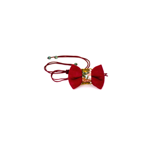 Leather Bow Bracelet (Βραχιόλι με δερμάτινο φιογκάκι) - δέρμα, δέρμα, ημιπολύτιμες πέτρες, ύφασμα, φιόγκος, charms, νήμα, αιματίτης, μέταλλο, βραχιόλι, κορδόνια, χειροποίητα, romantic, στυλ φιόγκος, αυξομειούμενα