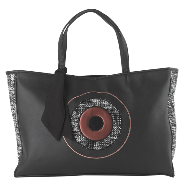 Lady Black Tweed- Bag by Christina Malle - ώμου, τσάντα, μάτι, δερματίνη