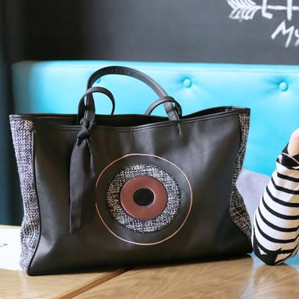 Lady Black Tweed- Bag by Christina Malle - ώμου, τσάντα, μάτι, δερματίνη - 3