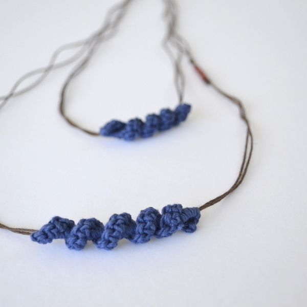Layered necklace in blue - Μακρύ κολιέ - βαμβάκι, μοντέρνο, μακρύ, crochet, βελονάκι, κεραμικό, κολιέ, minimal, λεπτό, casual - 4