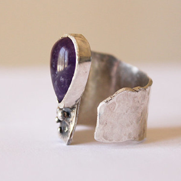 Ασημένιο δαχτυλίδι με Αμέθυστο - ημιπολύτιμες πέτρες, μοναδικό, μοντέρνο, αμέθυστος, ασήμι 925, δαχτυλίδι, χειροποίητα, must αξεσουάρ, ασημένια - 3