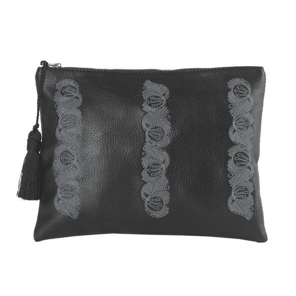 Madam Black - Clutch Bag by Christina Malle - κεντητά, φάκελοι, με φούντες, τσάντα, δερματίνη, ethnic