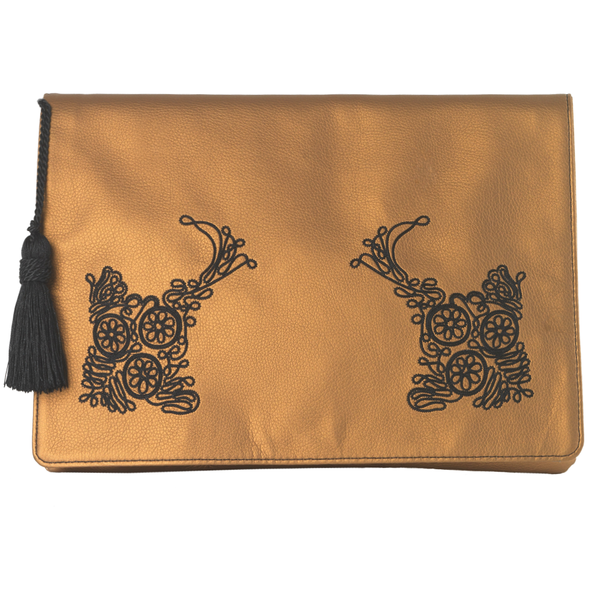Madam M.Bronze - Clutch Bag by Christina Malle - κεντητά, φάκελοι, ώμου, με φούντες, τσάντα, δερματίνη
