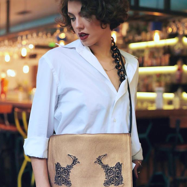 Madam M.Bronze - Clutch Bag by Christina Malle - κεντητά, φάκελοι, ώμου, με φούντες, τσάντα, δερματίνη - 2