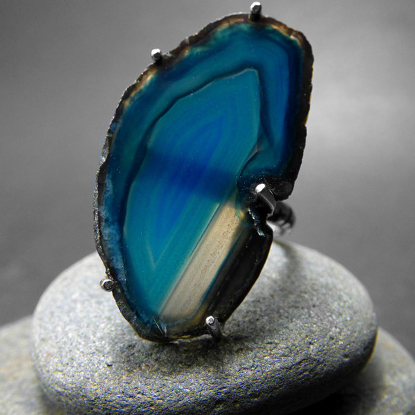 "Blue light lace ring" - Moναδικό δαχτυλίδι με έναν υπέροχο Γαλάζιο Δαντελωτό Αχάτη! - ημιπολύτιμες πέτρες, ημιπολύτιμες πέτρες, αχάτης, handmade, βραδυνά, fashion, vintage, design, ιδιαίτερο, μοναδικό, μοντέρνο, γυναικεία, καλοκαίρι, sexy, ανοιξιάτικο, αλπακάς, χειμωνιάτικο, donkey, δαχτυλίδι, χειροποίητα, απαραίτητα καλοκαιρινά αξεσουάρ, must αξεσουάρ, κλασσικά, γυναίκα, boho, ethnic - 2