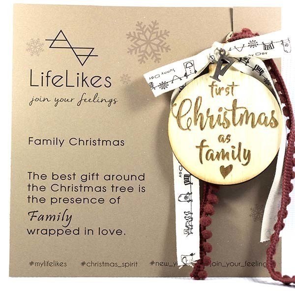 Family Christmas Γούρι - κορδέλα, διακοσμητικό, ξύλο, vintage, γούρι, δώρο, διακόσμηση, decor, πρωτότυπο, πρωτότυπα, στολίδι, δώρα, δωράκι, είδη διακόσμησης, ξύλινο, personalised, plexi glass, μπάλες