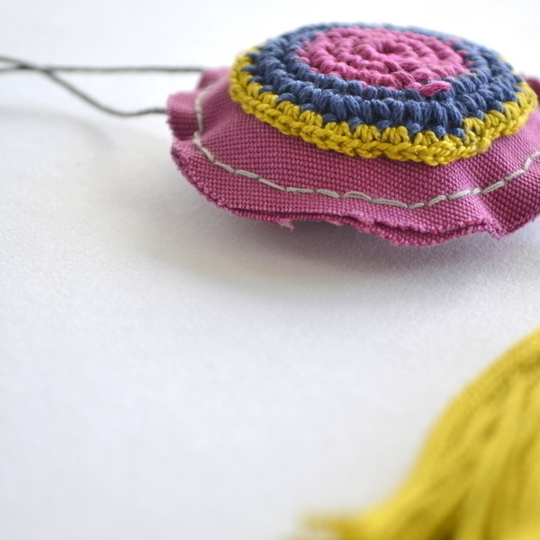 Boho long tassel necklace - ύφασμα, βαμβάκι, μακρύ, με φούντες, crochet, κολιέ, χειροποίητα, χαρούμενο, boho - 2