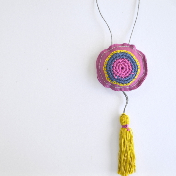 Boho long tassel necklace - ύφασμα, βαμβάκι, μακρύ, με φούντες, crochet, κολιέ, χειροποίητα, χαρούμενο, boho - 3