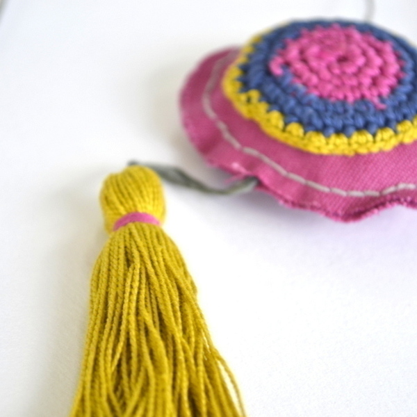 Boho long tassel necklace - ύφασμα, βαμβάκι, μακρύ, με φούντες, crochet, κολιέ, χειροποίητα, χαρούμενο, boho - 5