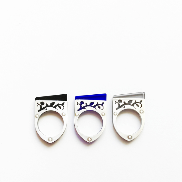 Blue Plexiglass ring, Ασημένιο χειροποίητο δαχτυλίδι, διάτρητο σχέδιο, μπλε πλέξιγκλας - chic, handmade, μοναδικό, μοντέρνο, ασήμι 925, χειροποίητα, minimal, ασημένια, plexi glass - 4
