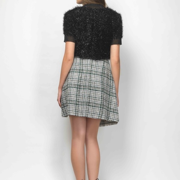 Μίνι φούστα-φάκελος από καρό τουιντ (tweed) - φάκελοι, mini, καρό - 3
