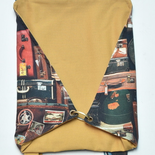 DIAMOND SUITCASES-υφασμάτινη τσάντα πλάτης διπλής όψης - ύφασμα, ύφασμα, μονόχρωμες, fashion, μοναδικό, σακίδια πλάτης, χειροποίητα - 3