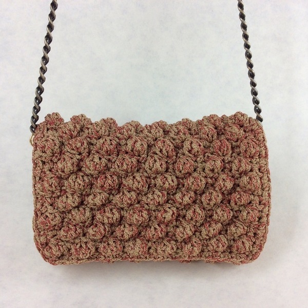 Τσαντάκι Κροσέ με Αλυσίδα - αλυσίδες, πλαστικό, crochet, τσάντα, κορδόνια - 3