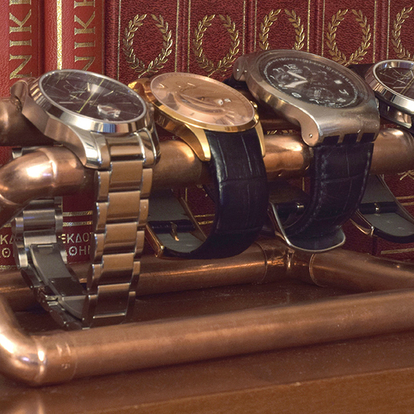 Το ΧΙ σταντ τεσσάρων (4) ρολογιών από χαλκοσωλήνα - ανδρικά, χαλκός, ρολόι, δώρα γάμου, είδη διακόσμησης, είδη δώρου - 2