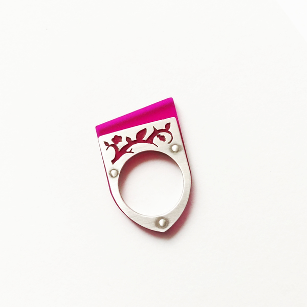 Pink Plexiglass ring, Stackable ring, Ασήμι 925, ροζ πλέξιγκλας - chic, handmade, μοναδικό, μοντέρνο, ασήμι 925, χειροποίητα, minimal, κομψά, plexi glass