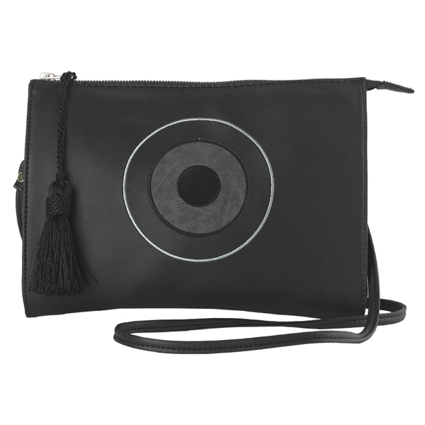 Mrs Black - Clutch Bag by Christina Malle - με φούντες, τσάντα, μάτι, δερματίνη