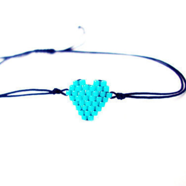Heart bracelet, βραχιόλι καρδούλα από χάντρες - chic, handmade, μοναδικό, μοντέρνο, καρδιά, δώρο, βραχιόλι, κορδόνια, χειροποίητα, χάντρες, διακριτικό - 3