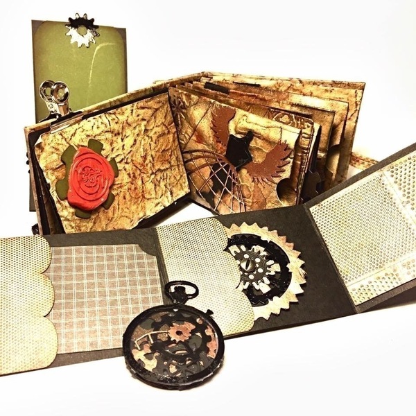 Άλμπουμ φωτογραφιών Steampunk - mini, χαρτί, δώρο, μέταλλο, είδη διακόσμησης, είδη δώρου, άλμπουμ