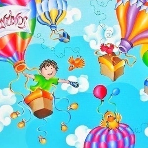 Χειροποίητος πίνακας ζωγραφισμένος με ακρυλικά χρώματα. - καμβάς, αγόρι, πουλάκια, όνομα - μονόγραμμα, ακρυλικό, αερόστατο, δωμάτιο, για παιδιά, προσωποποιημένα, παιδικοί πίνακες