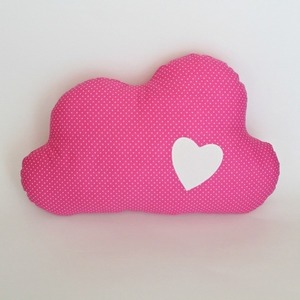 Μαξιλάρι ροζ σύννεφο - ύφασμα, βαμβάκι, κορίτσι, πουά, μαξιλάρια