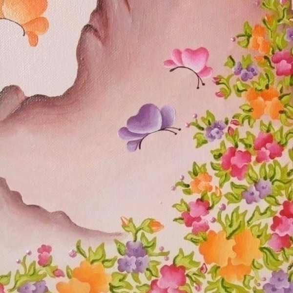 Παιδικός πίνακας πριγκίπισσα. - ζωγραφισμένα στο χέρι, καμβάς, κορίτσι, λουλούδια, όνομα - μονόγραμμα, ακρυλικό, δωμάτιο, δωράκι, πριγκίπισσα, πεταλούδες, προσωποποιημένα, παιδικοί πίνακες - 2