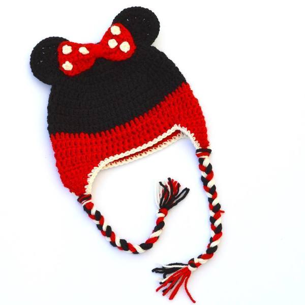 Πλεκτός Σκούφος Minnie Mouse - μαλλί, πλεκτό, χειμωνιάτικο, ακρυλικό, χειροποίητα, για παιδιά