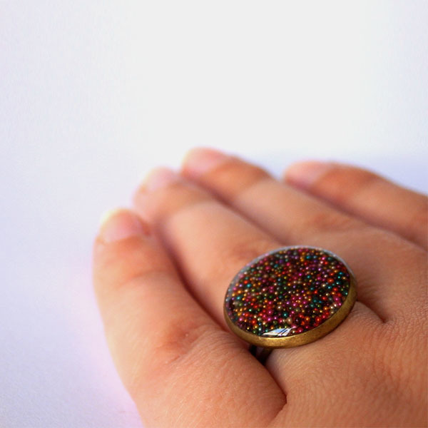 *Color Drop* | Δαχτυλίδι με Υγρό Γυαλί Πολύχρωμο - γυαλί, μέταλλο, δαχτυλίδι, αυξομειούμενα - 3