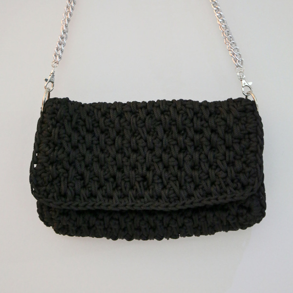 "Black" crochet bag - βελονάκι