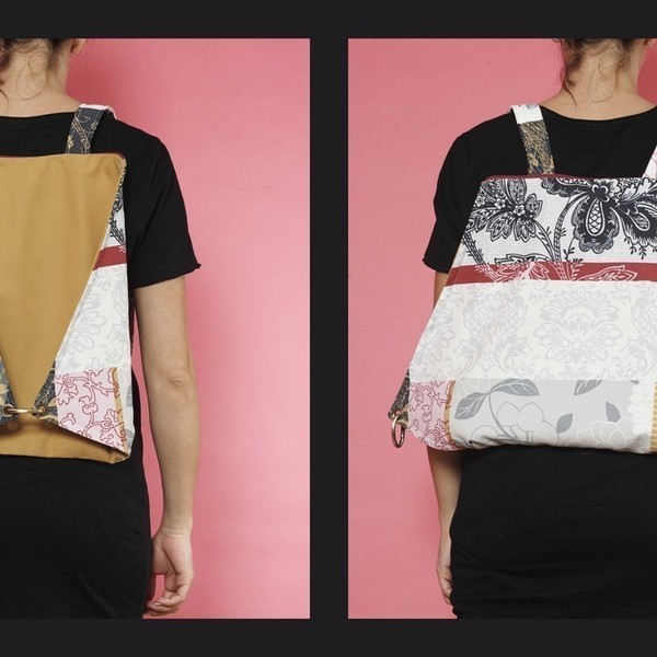PATCHWORK DIAMOND- υφασμάτινη τσάντα πλάτης διπλής όψης - ύφασμα, ύφασμα, fashion, διπλής όψης, πλάτης, σακίδια πλάτης, τσάντα, χειροποίητα - 5