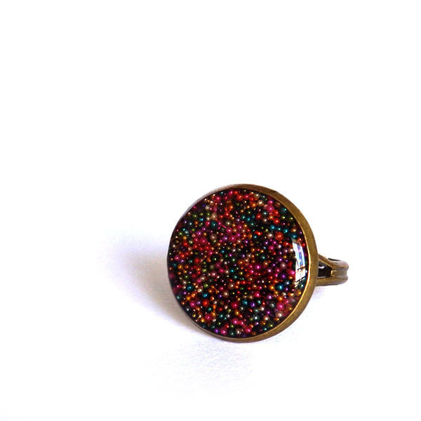 *Color Drop* | Δαχτυλίδι με Υγρό Γυαλί Πολύχρωμο - γυαλί, μέταλλο, δαχτυλίδι, αυξομειούμενα