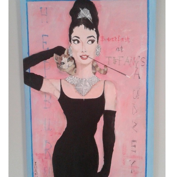 40*60, "Audrey Hepburn" χειροποίητος πίνακας - διακοσμητικό, ιδιαίτερο, μοναδικό, γυναικεία, πίνακες & κάδρα, καμβάς, στυλ, δώρο, σπίτι, διακόσμηση, τοίχου, ακρυλικό, πρωτότυπο, χειροποίητα, είδη διακόσμησης, είδη δώρου, γυναίκα, πίνακες ζωγραφικής