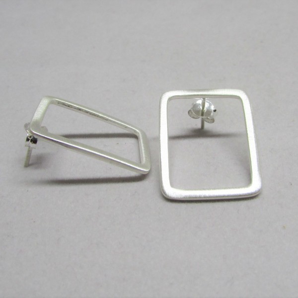 Μικρά τετράγωνα σκουλαρίκια - ασήμι, σκουλαρίκια, γεωμετρικά σχέδια, καθημερινό, ασημένια, κρεμαστά - 5