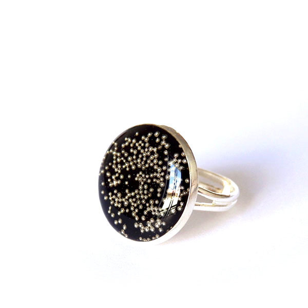 *Silver Dot* | Ασημί Δαχτυλίδι με Υγρό Γυαλί - γυαλί, μέταλλο, δαχτυλίδι, αυξομειούμενα