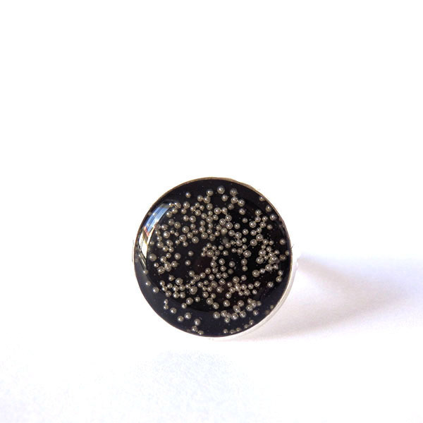 *Silver Dot* | Ασημί Δαχτυλίδι με Υγρό Γυαλί - γυαλί, μέταλλο, δαχτυλίδι, αυξομειούμενα - 2