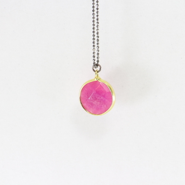 Μίνιμαλ κολιέ αλυσίδα επιροδιομένη 925 με ροζ πέτρα - ημιπολύτιμες πέτρες, αλυσίδες, ασήμι 925, minimal